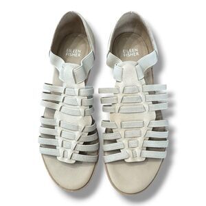 Eileen Fisher Rato Tan Leather Flats Gladiator Sandals Slip On Women’s Size 7